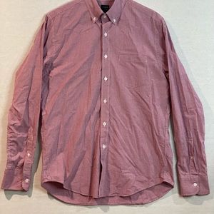 J.Crew Casual Shirt Mens M Flex Red Wine & White Button Up Long Sleeve